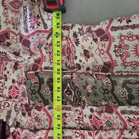 Citron Button Blazer Jacket Asian Silk Blend 1X Red - Picture 9 of 10